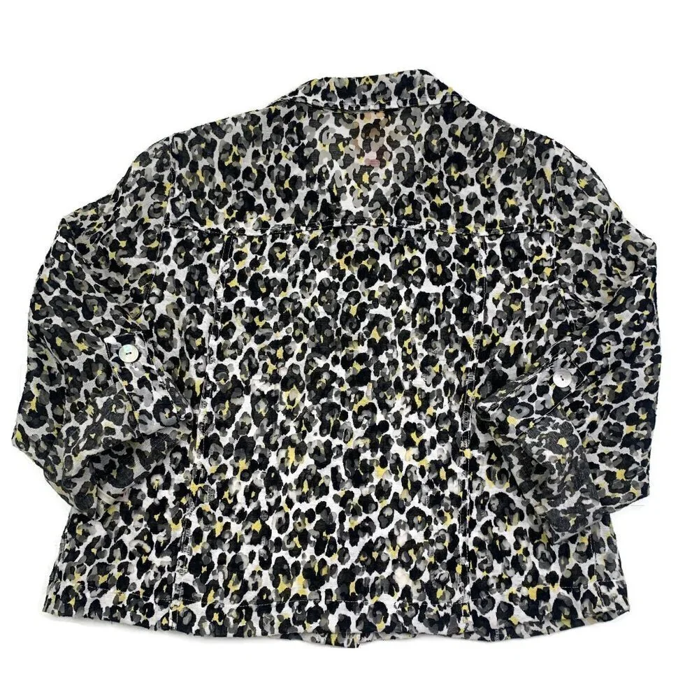 Ruby Rd. Rayon Semi Sheer Animal/Leopard/Cheetah Print Jacket Women's Petite 14P